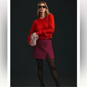 Anthropologie (L) Maeve Cropped Sweater in a Poppy Orange/Red
